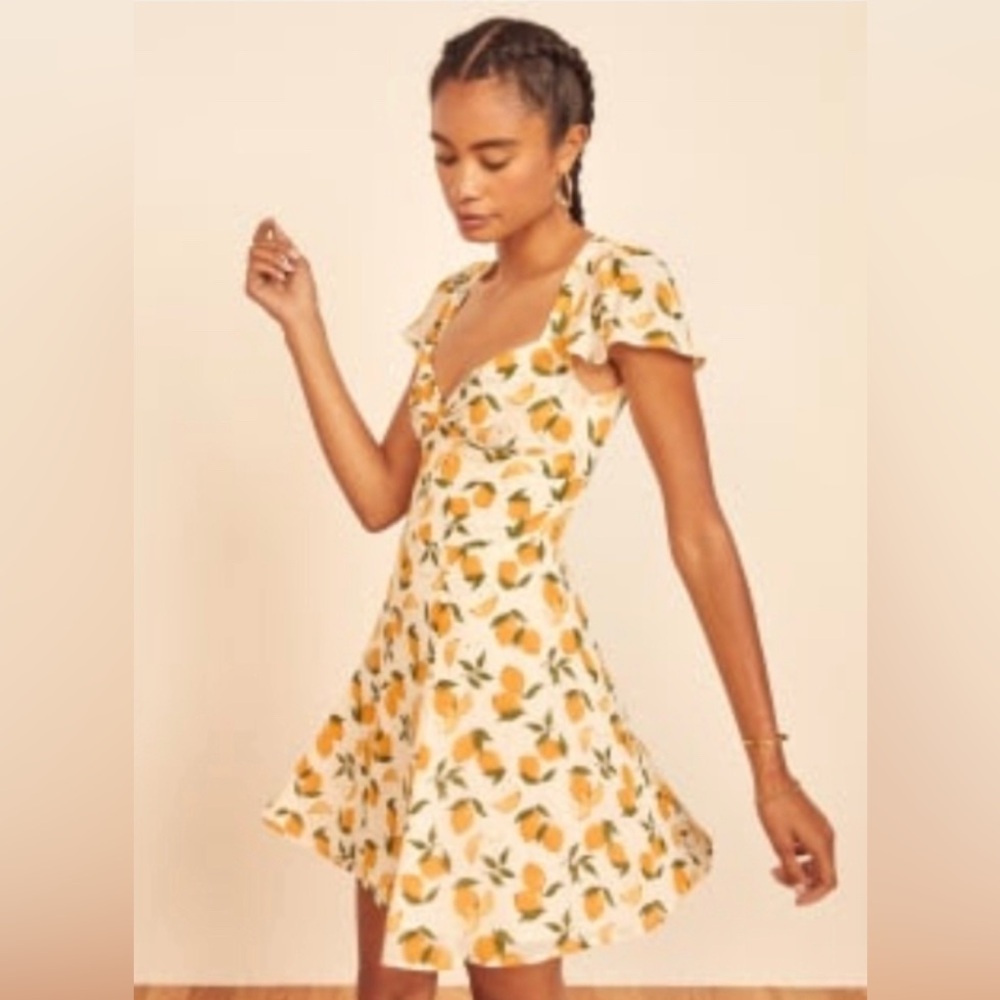 Gorgeous Reformation Kenni Mini Dress in Summery Lemon!NWT Size 6